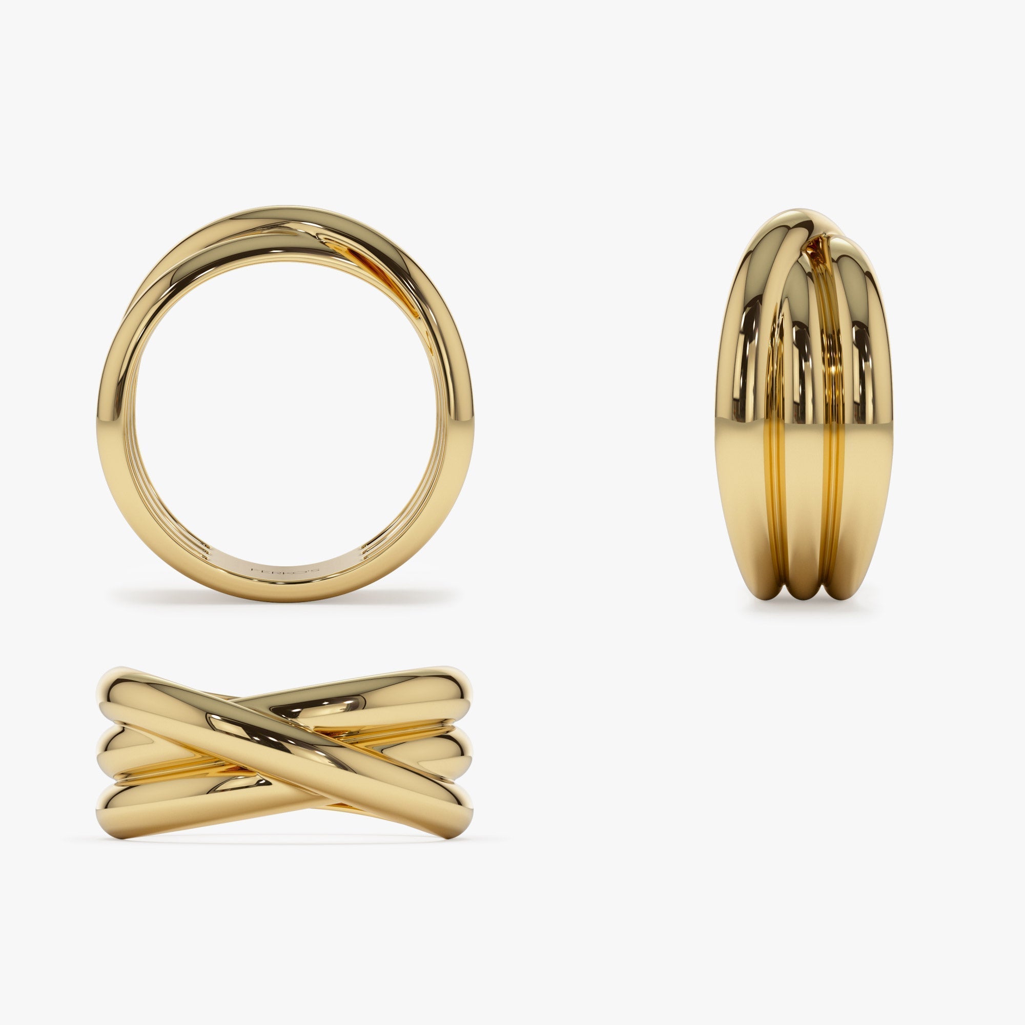 14k Solid Gold Multi-strand Crossover Ring - GeumJewels