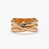 14k Solid Gold Multi-strand Crossover Ring - GeumJewels