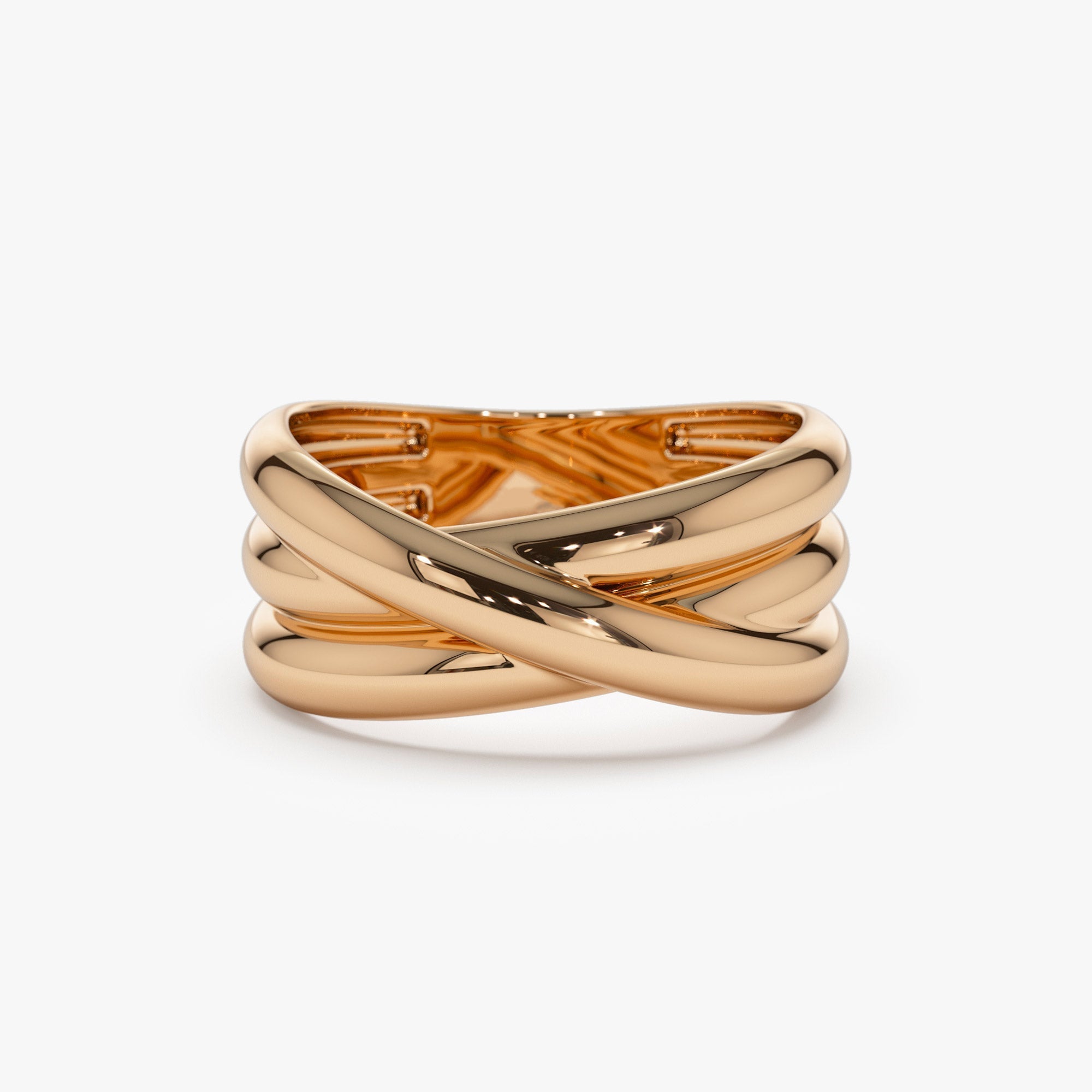 14k Solid Gold Multi-strand Crossover Ring - GeumJewels