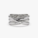 14k Solid Gold Multi-strand Crossover Ring - GeumJewels