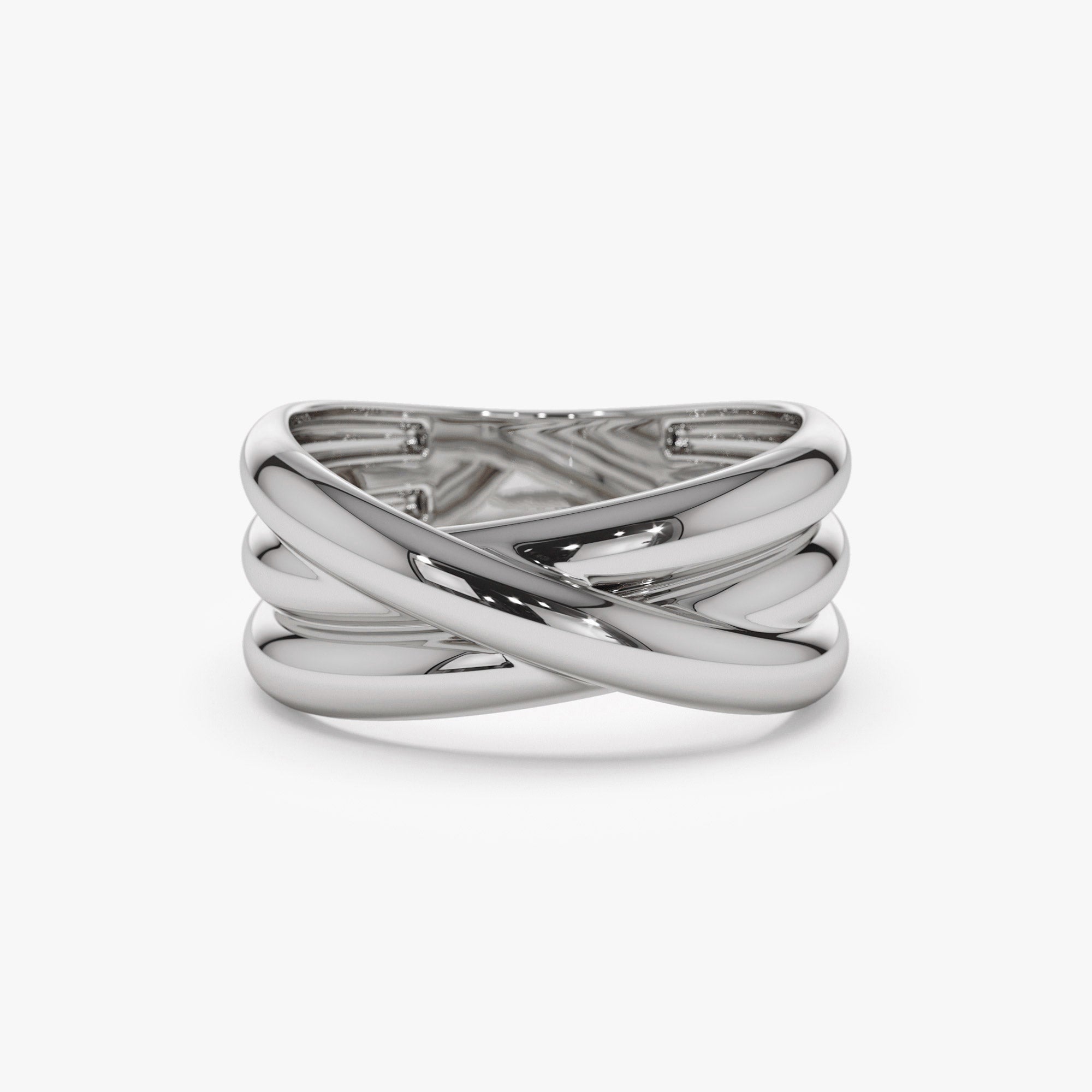 14k Solid Gold Multi-strand Crossover Ring - GeumJewels