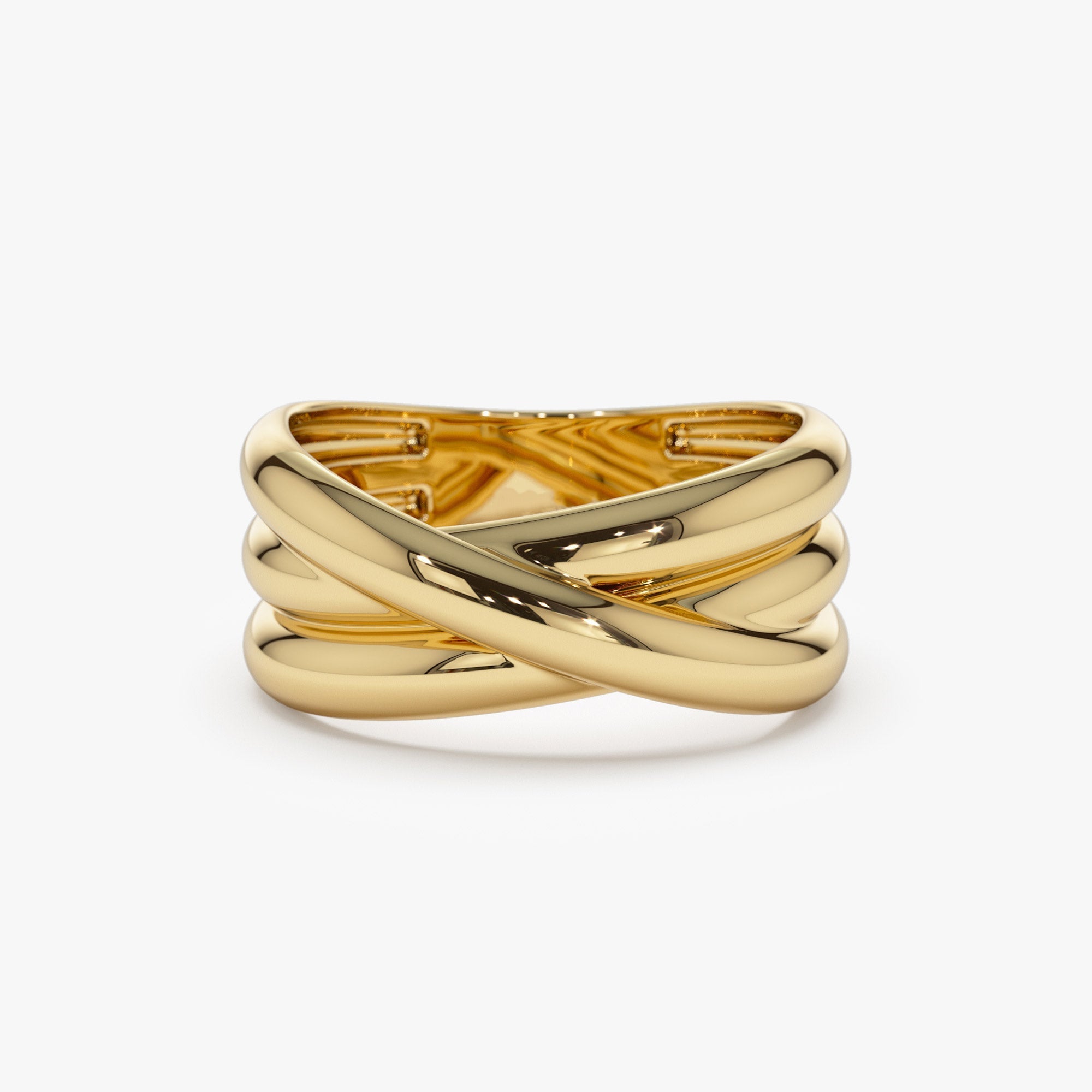 14k Solid Gold Multi-strand Crossover Ring - GeumJewels