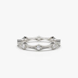 14k Stackable Arte Deco Diamond Wedding Band - GeumJewels