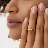 14k Stackable Arte Deco Diamond Wedding Band - GeumJewels