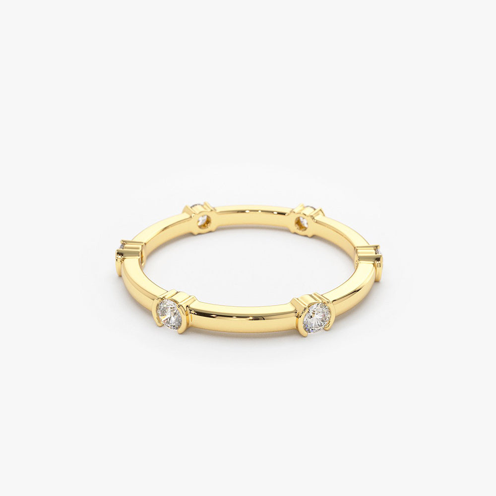 14k Stackable Half Bezel Diamond Eternity Ring - GeumJewels