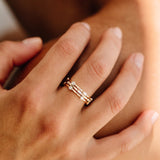 14k Stackable Half Bezel Diamond Eternity Ring - GeumJewels