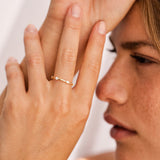 14k Stackable Half Bezel Diamond Eternity Ring - GeumJewels