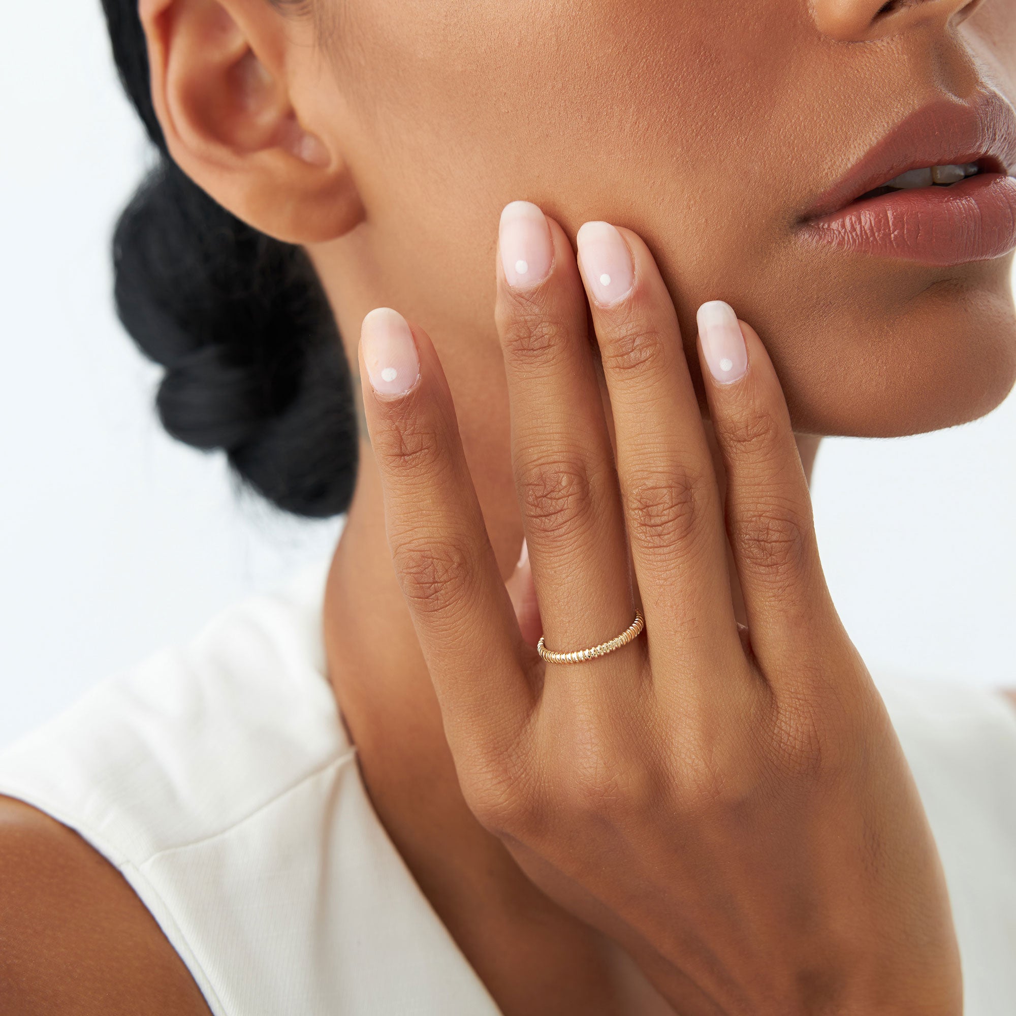 14K Stackable Ribbed Wedding band - GeumJewels