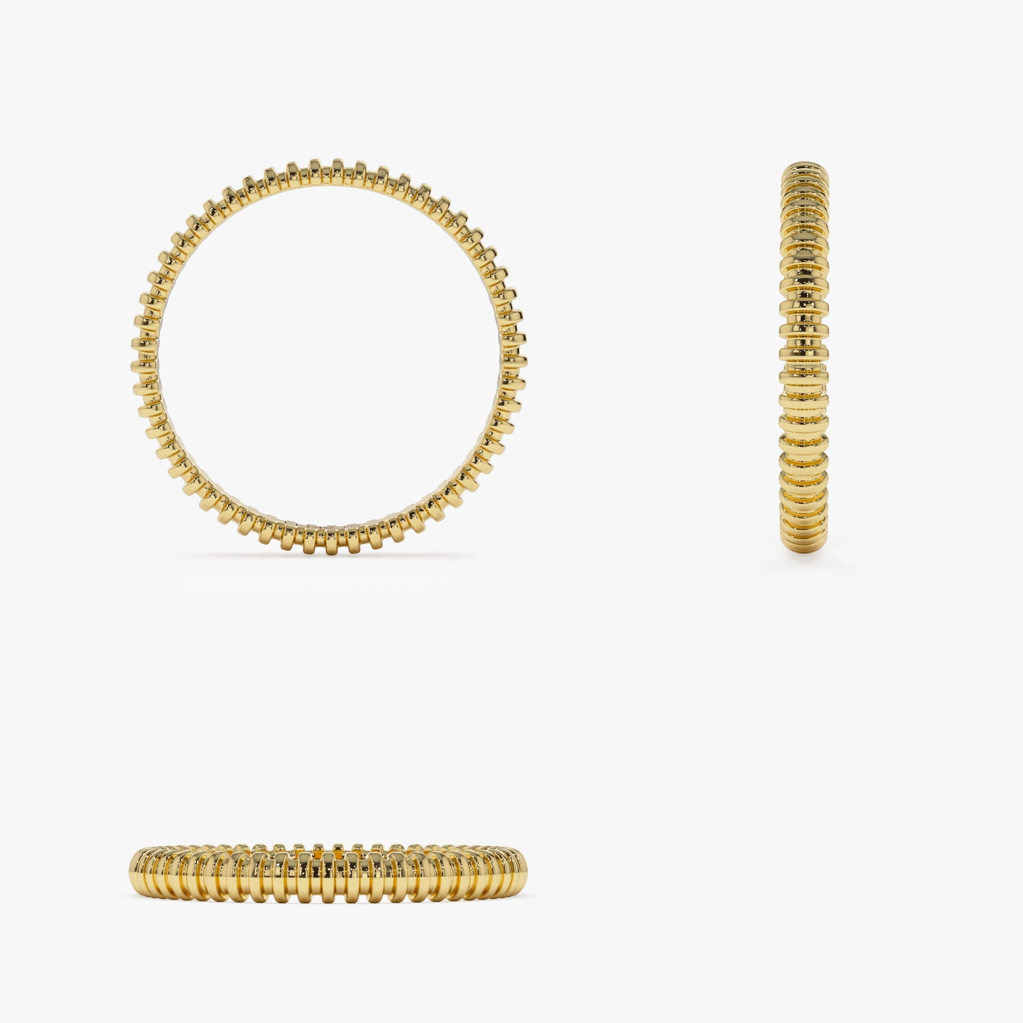 14K Stackable Ribbed Wedding band - GeumJewels