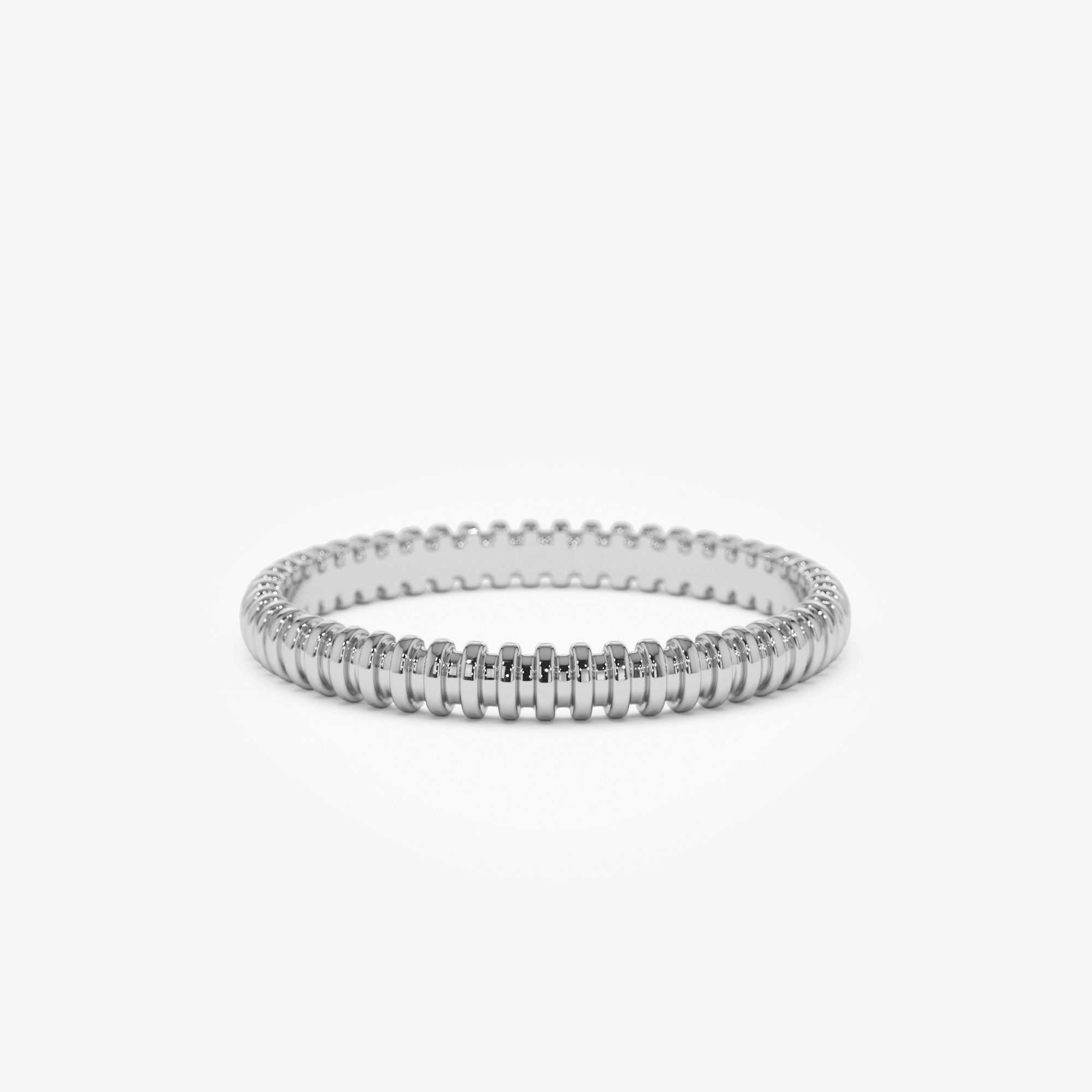 14K Stackable Ribbed Wedding band - GeumJewels
