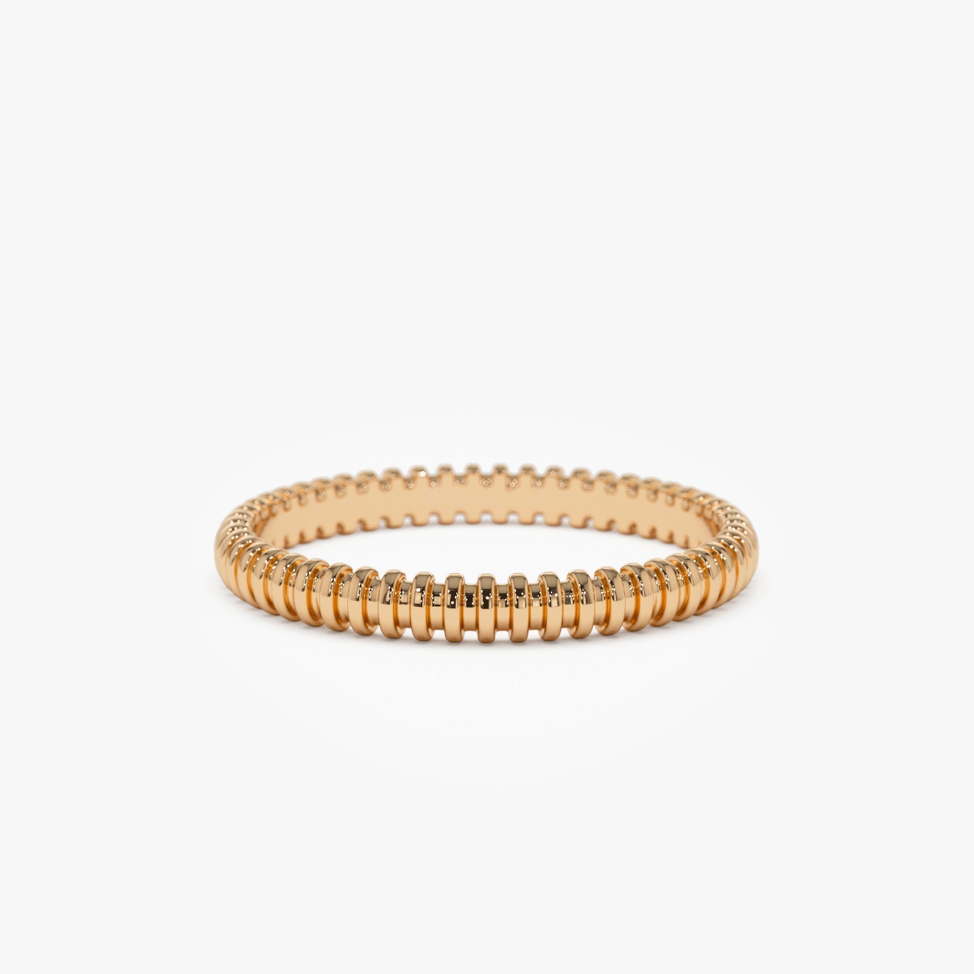 14K Stackable Ribbed Wedding band - GeumJewels