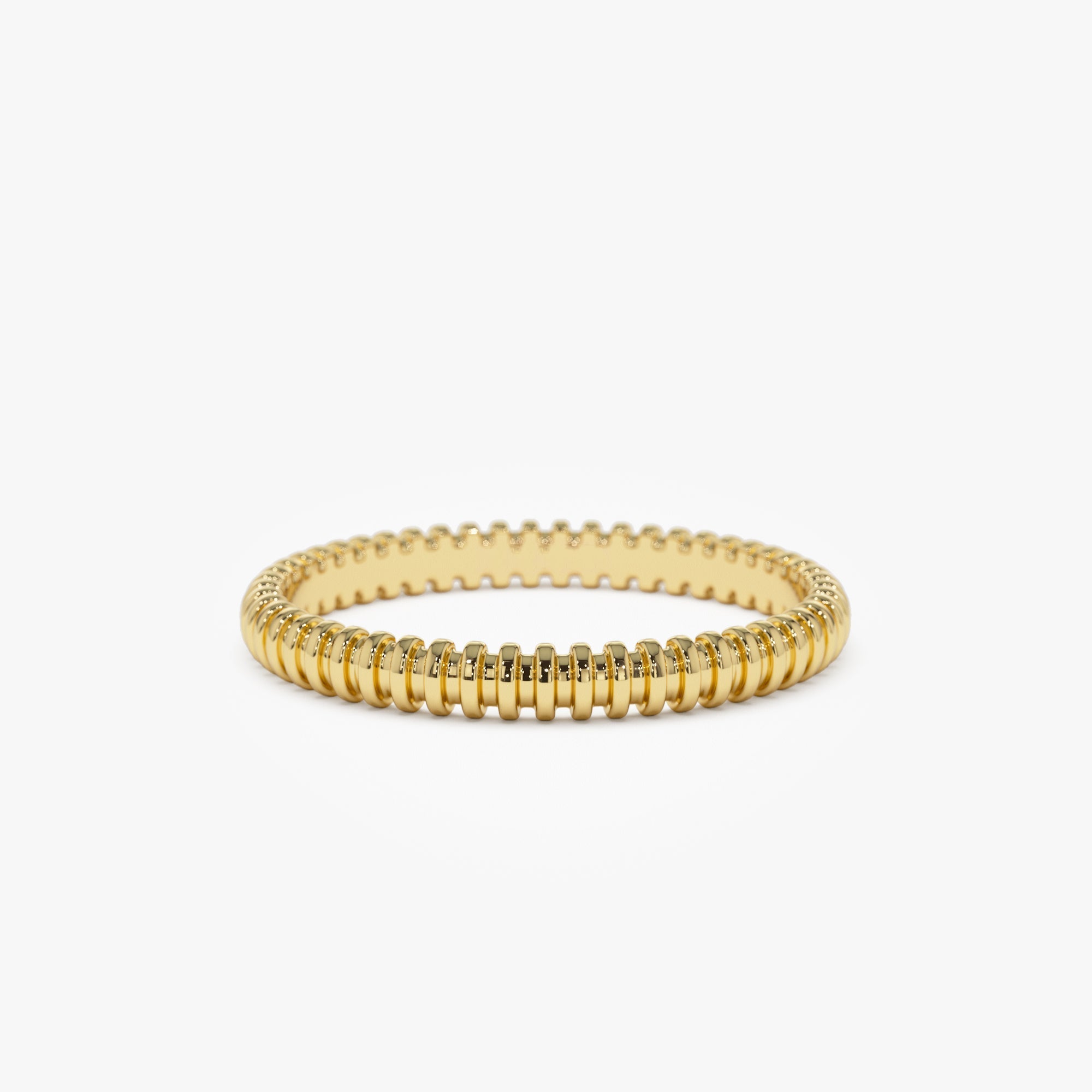 14K Stackable Ribbed Wedding band - GeumJewels
