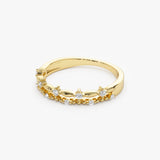 14k Stacked Double Band Diamond Ring - GeumJewels