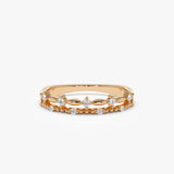 14k Stacked Double Band Diamond Ring - GeumJewels