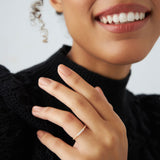 14K Stacking Dainty Beaded Diamond Band - GeumJewels