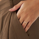 14K Stacking Dainty Beaded Diamond Band - GeumJewels