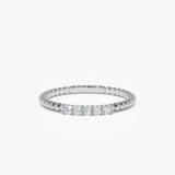 14K Stacking Dainty Beaded Diamond Band - GeumJewels