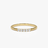 14K Stacking Dainty Beaded Diamond Band - GeumJewels