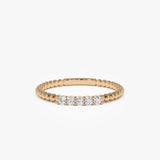14K Stacking Dainty Beaded Diamond Band - GeumJewels