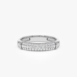 14K Three Row Diamond Pave Band - GeumJewels