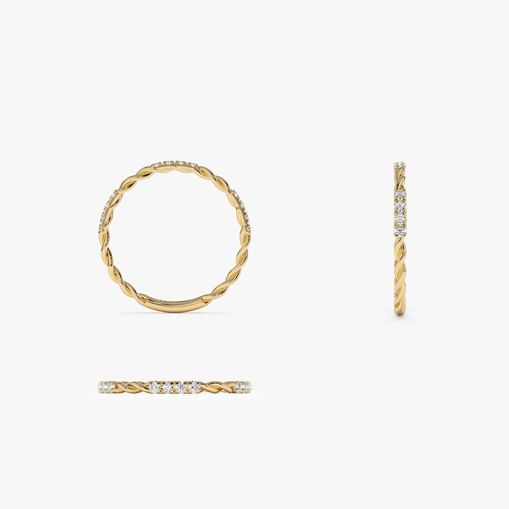 14k Twisted Rope Eternity Diamond Ring - GeumJewels