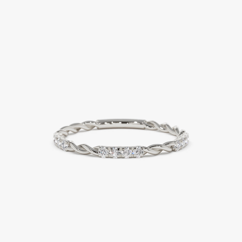 14k Twisted Rope Eternity Diamond Ring - GeumJewels