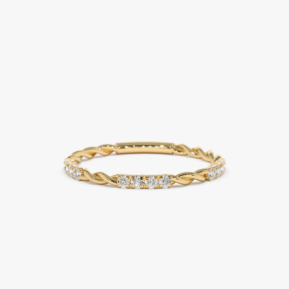 14k Twisted Rope Eternity Diamond Ring - GeumJewels