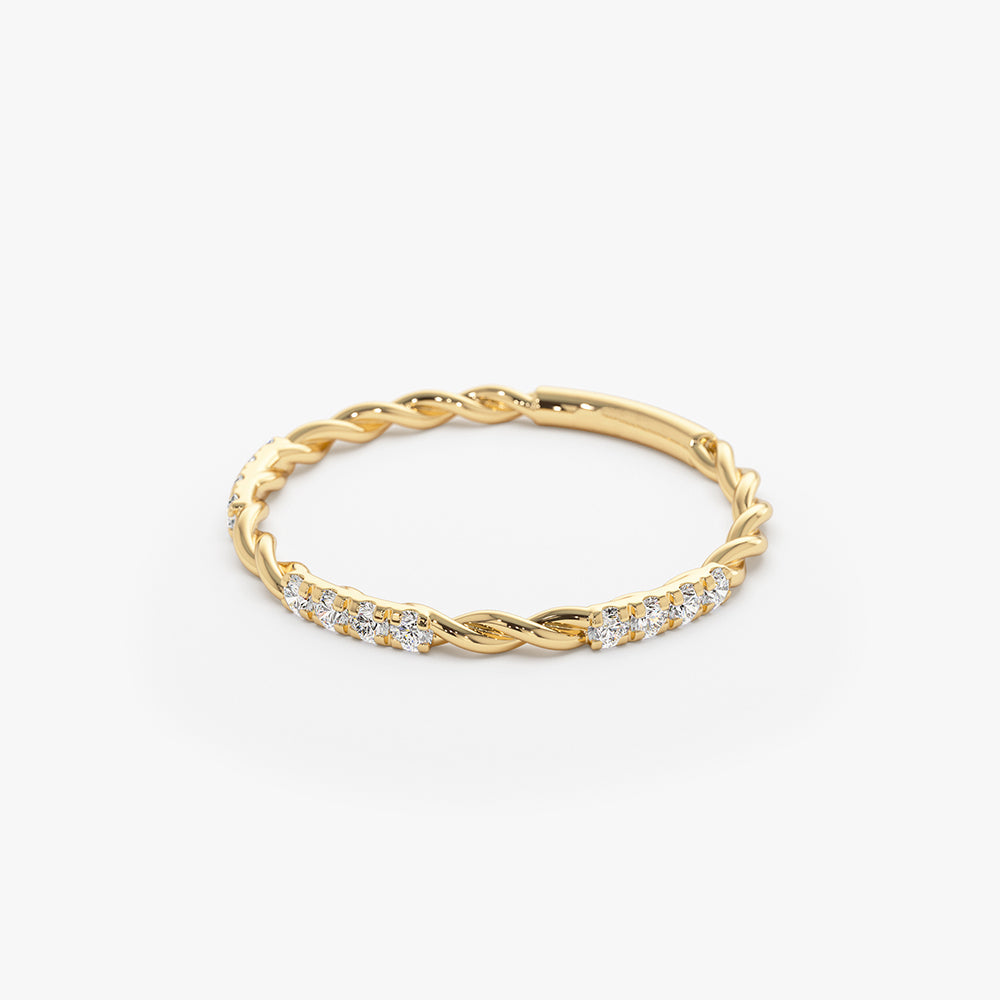 14k Twisted Rope Eternity Diamond Ring - GeumJewels