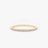14K Ultra Thin 1MM Micro Pave Diamond Eternity Wedding Band - GeumJewels