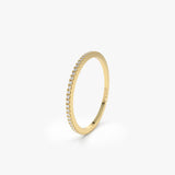 14K Ultra Thin 1MM Micro Pave Diamond Eternity Wedding Band - GeumJewels