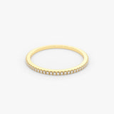 14K Ultra Thin 1MM Micro Pave Diamond Eternity Wedding Band - GeumJewels