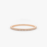 14K Ultra Thin 1MM Micro Pave Diamond Eternity Wedding Band - GeumJewels