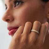 14k Unique Double Row Diamond Eternity Ring - GeumJewels