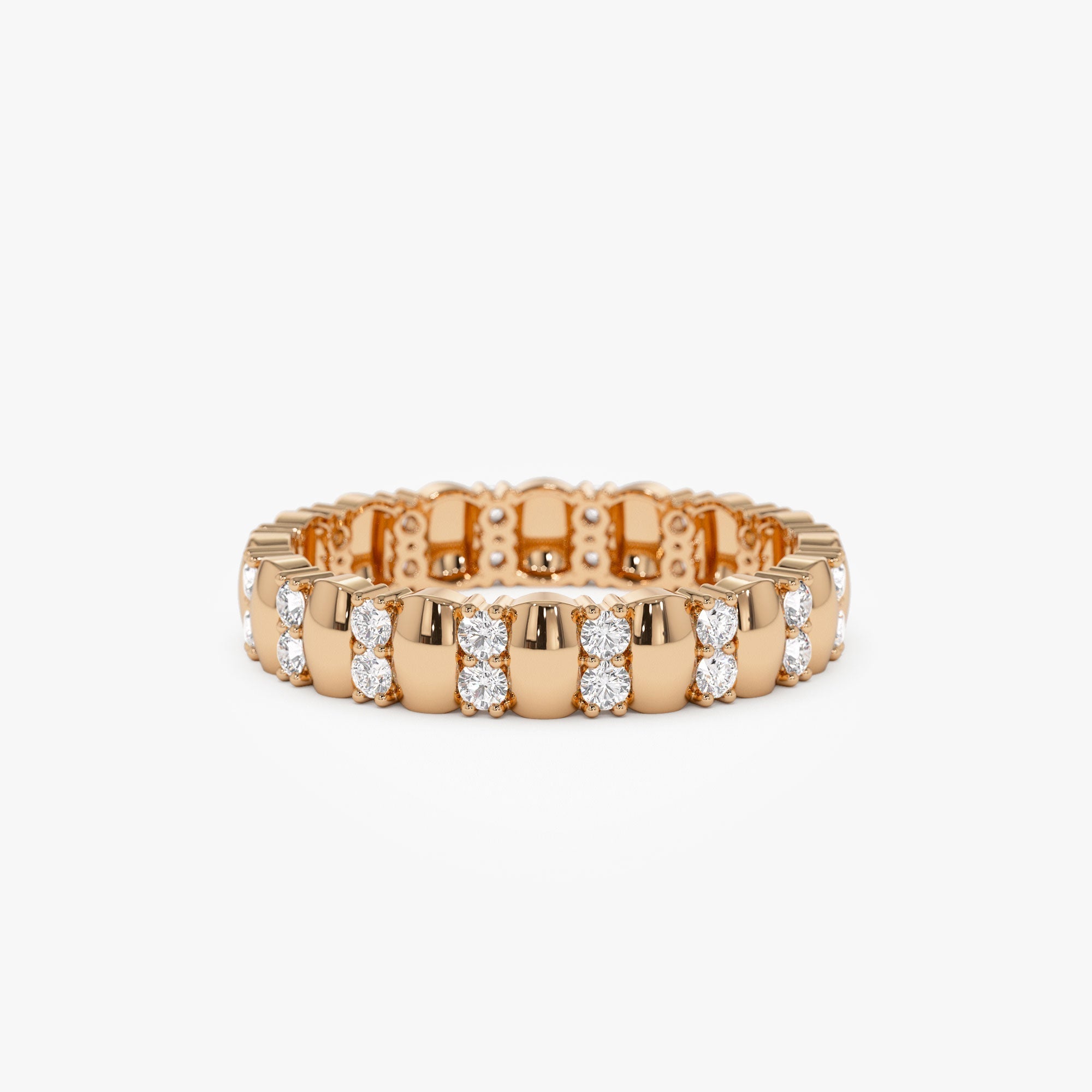 14k Unique Double Row Diamond Eternity Ring - GeumJewels