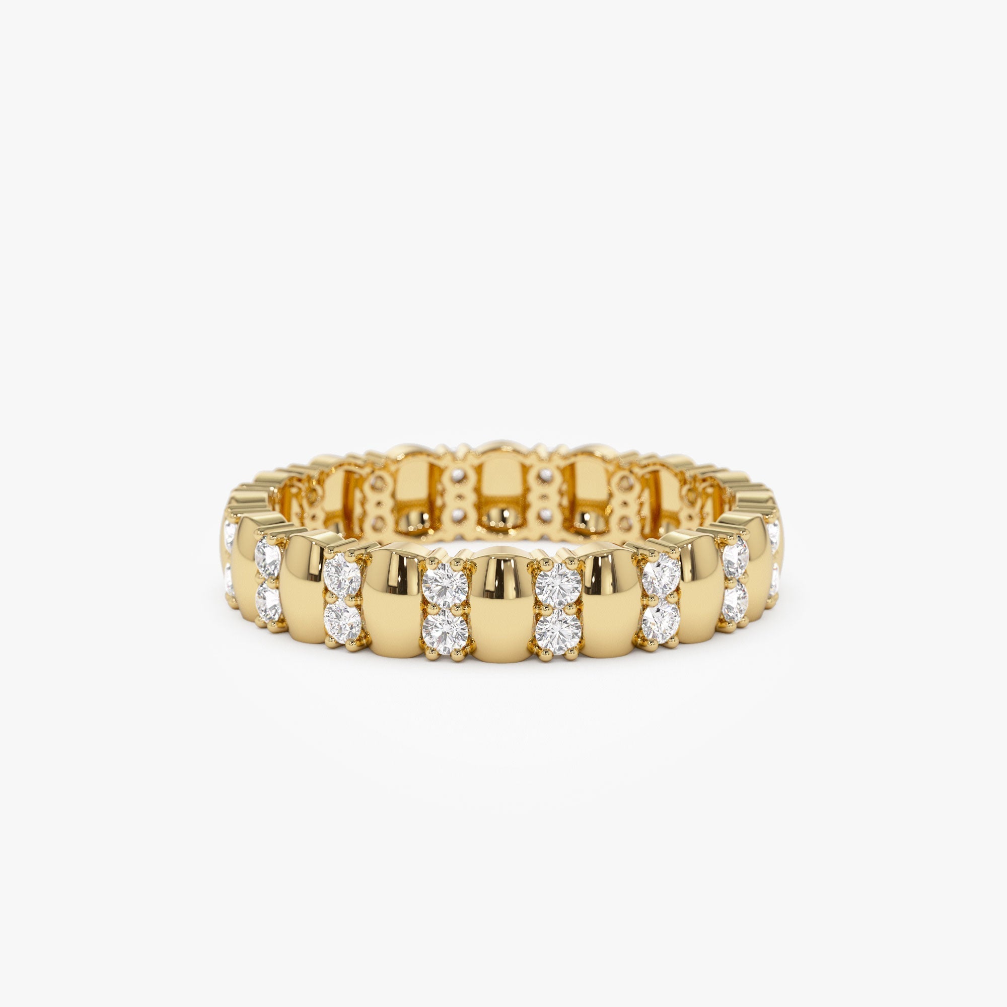 14k Unique Double Row Diamond Eternity Ring - GeumJewels
