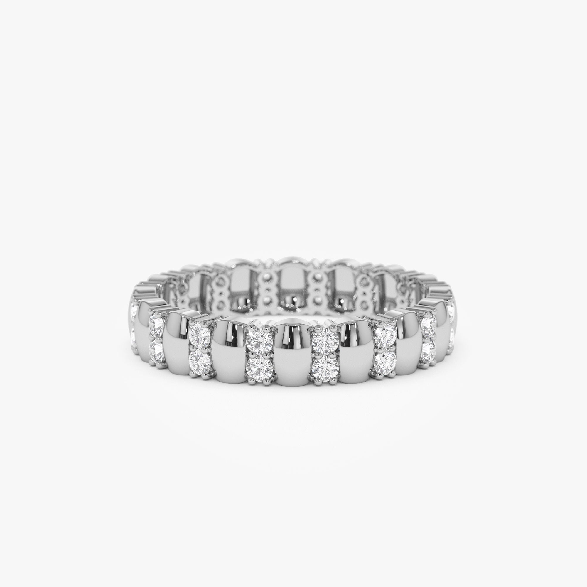 14k Unique Double Row Diamond Eternity Ring - GeumJewels