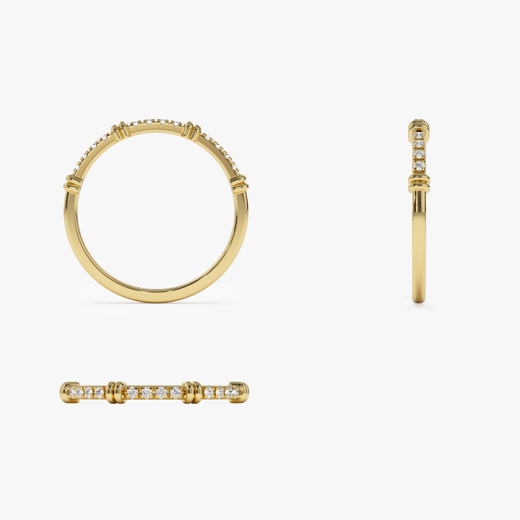 14k Unique Petite Diamond Stack Band - GeumJewels