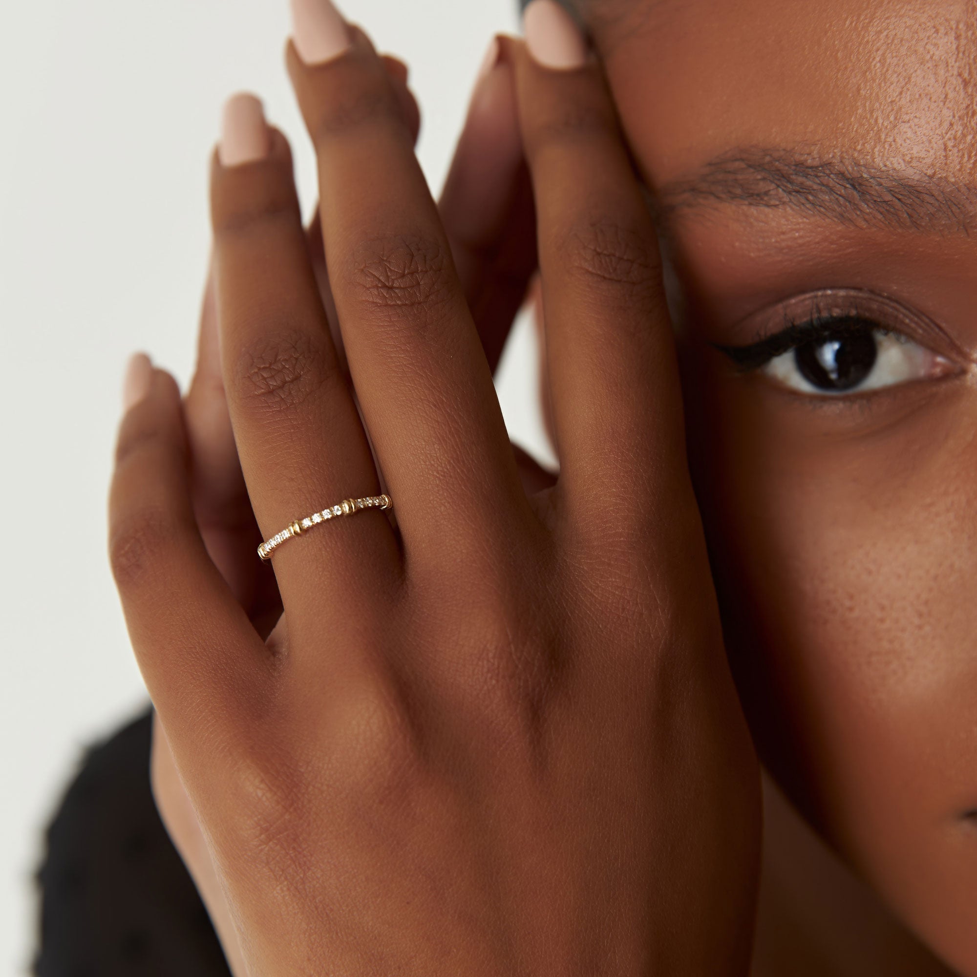 14k Unique Petite Diamond Stack Band - GeumJewels