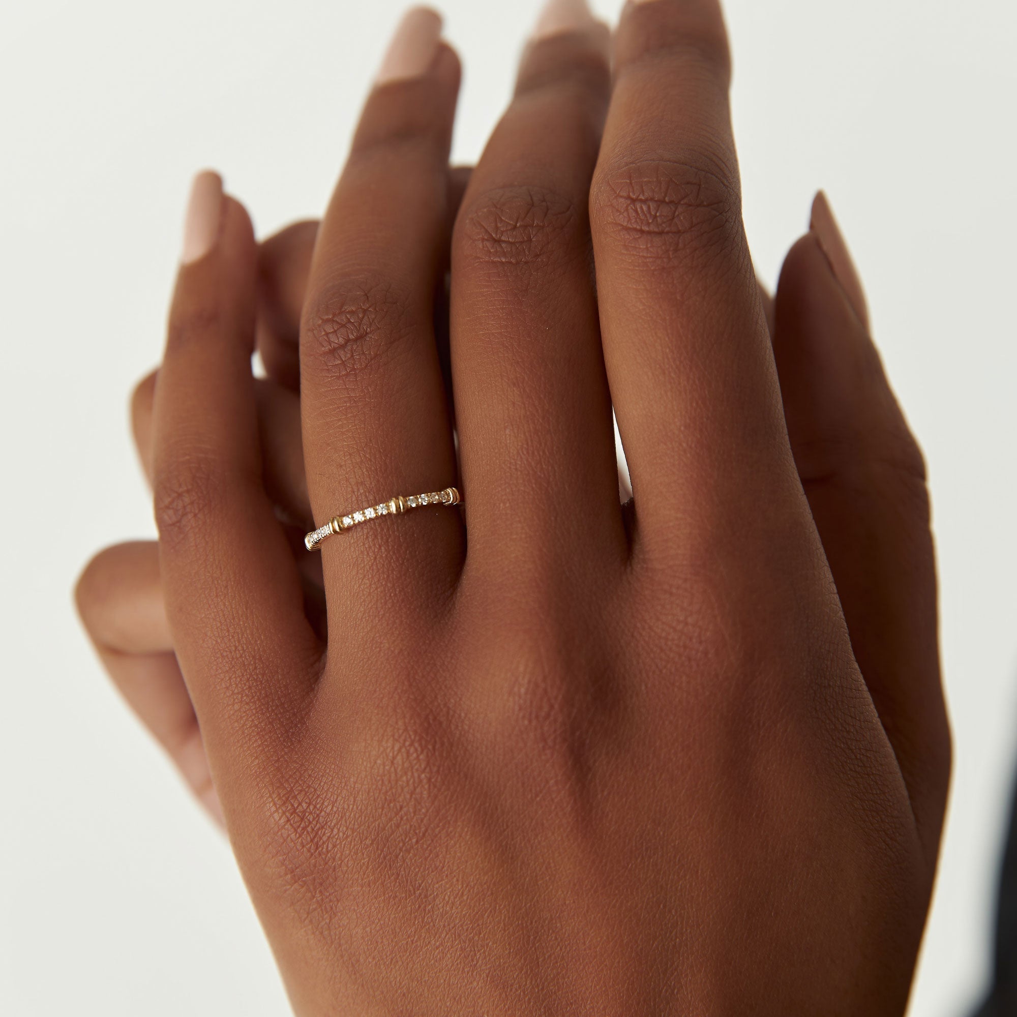 14k Unique Petite Diamond Stack Band - GeumJewels