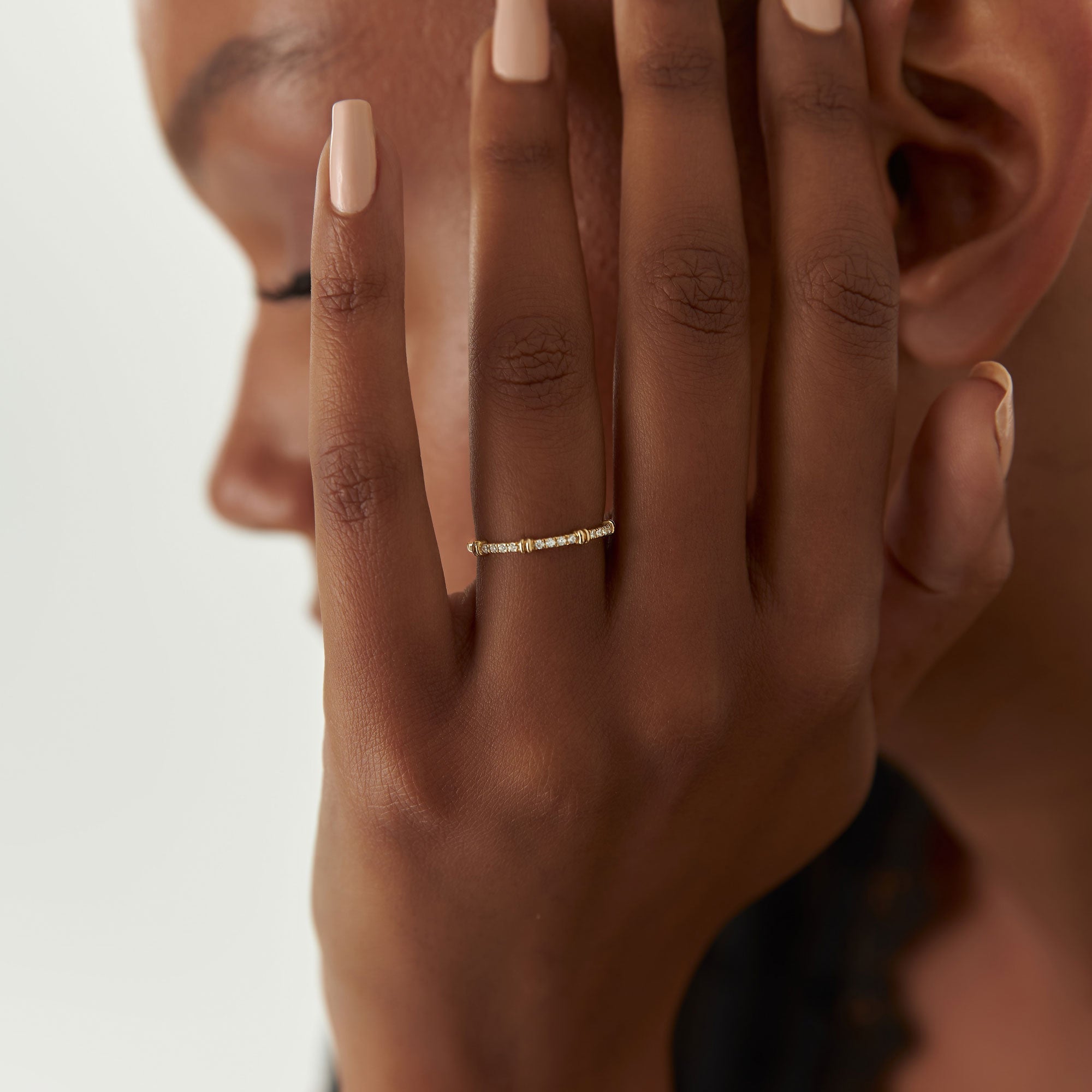 14k Unique Petite Diamond Stack Band - GeumJewels