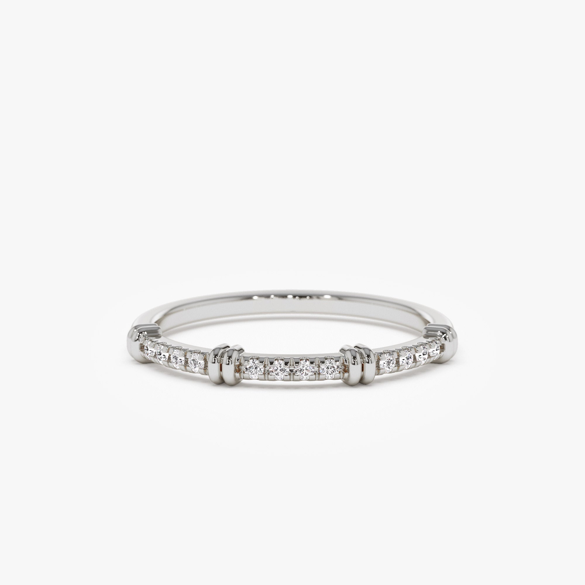 14k Unique Petite Diamond Stack Band - GeumJewels