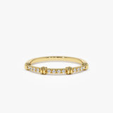 14k Unique Petite Diamond Stack Band - GeumJewels