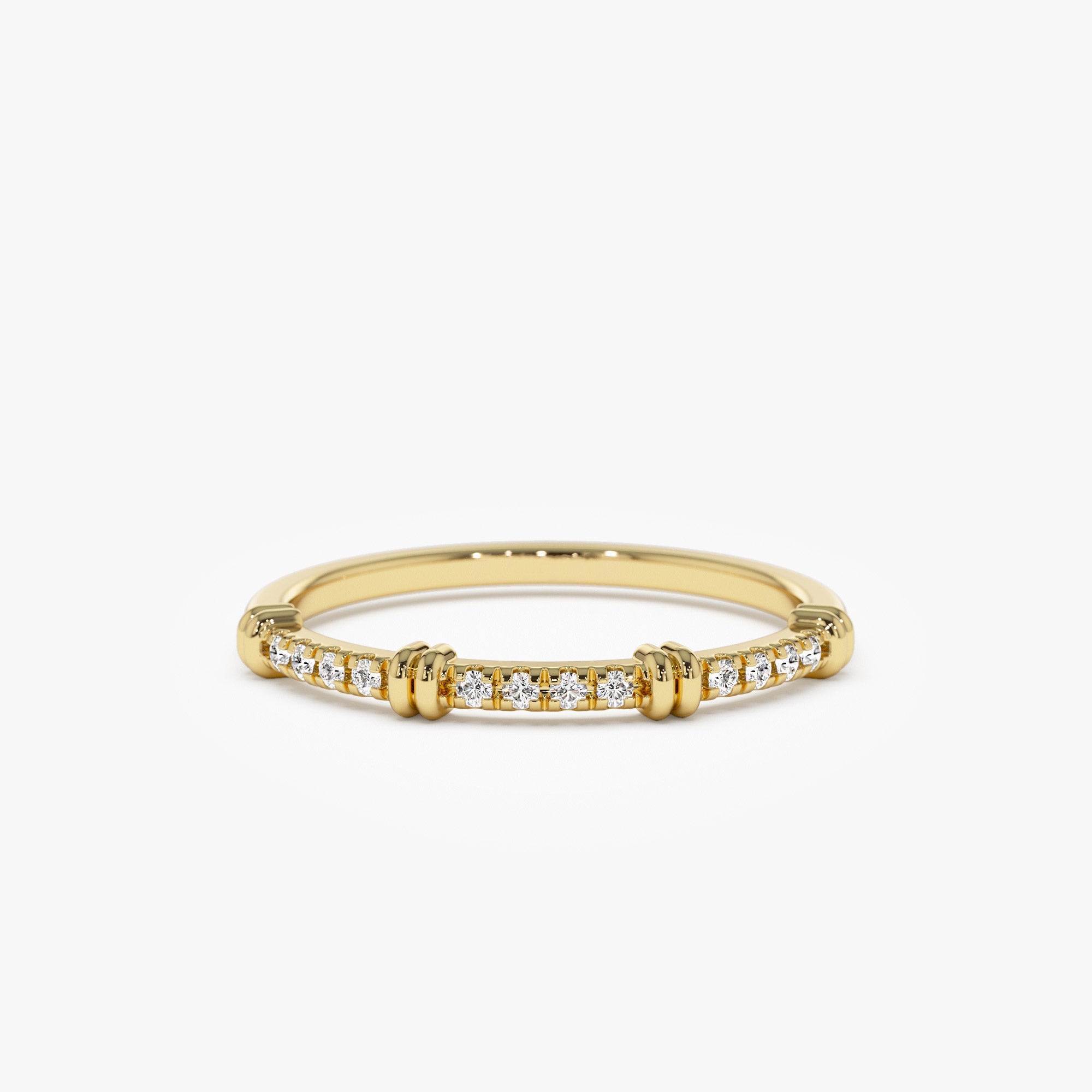 14k Unique Petite Diamond Stack Band - GeumJewels