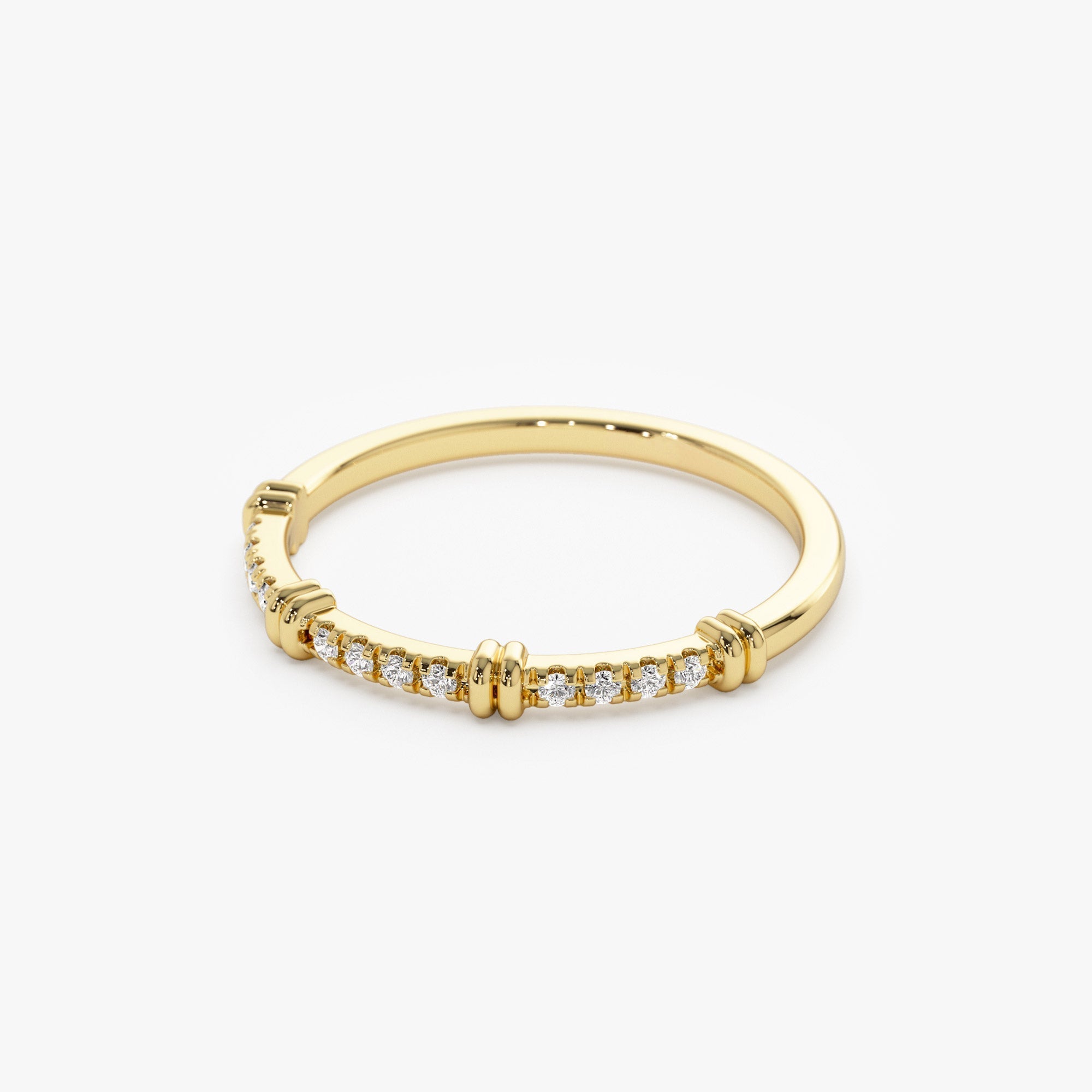 14k Unique Petite Diamond Stack Band - GeumJewels