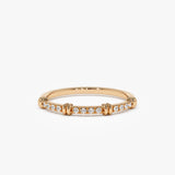 14k Unique Petite Diamond Stack Band - GeumJewels