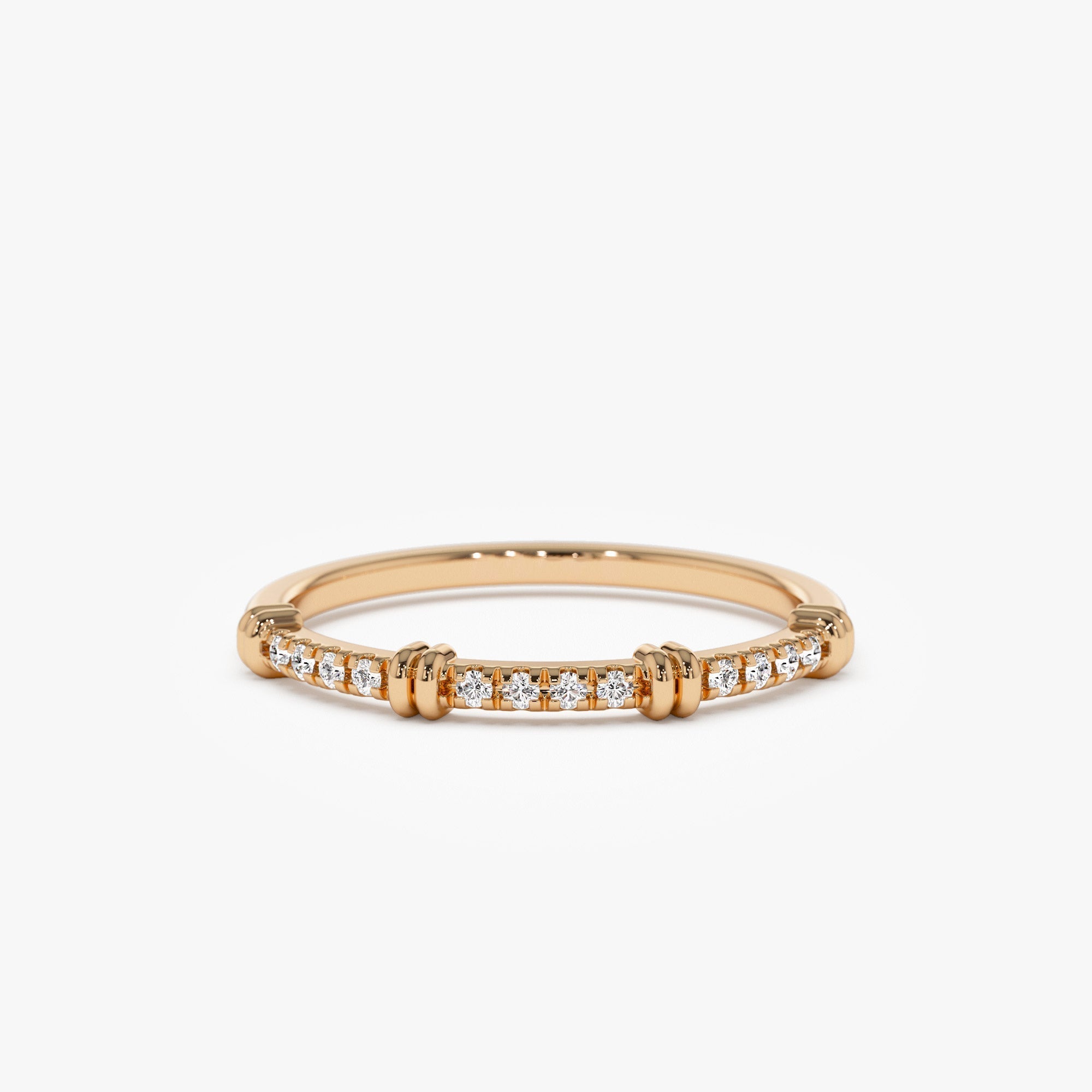 14k Unique Petite Diamond Stack Band - GeumJewels