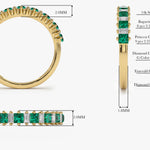 14k Unique Princess Cut Emerald and Baguette Diamond Ring - GeumJewels