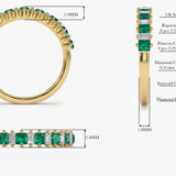 14k Unique Princess Cut Emerald and Baguette Diamond Ring - GeumJewels