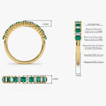 14k Unique Princess Cut Emerald and Baguette Diamond Ring - GeumJewels