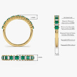 14k Unique Princess Cut Emerald and Baguette Diamond Ring - GeumJewels